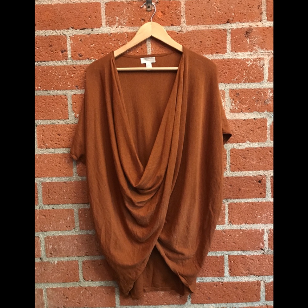 Women's draped cross front knit tunic top